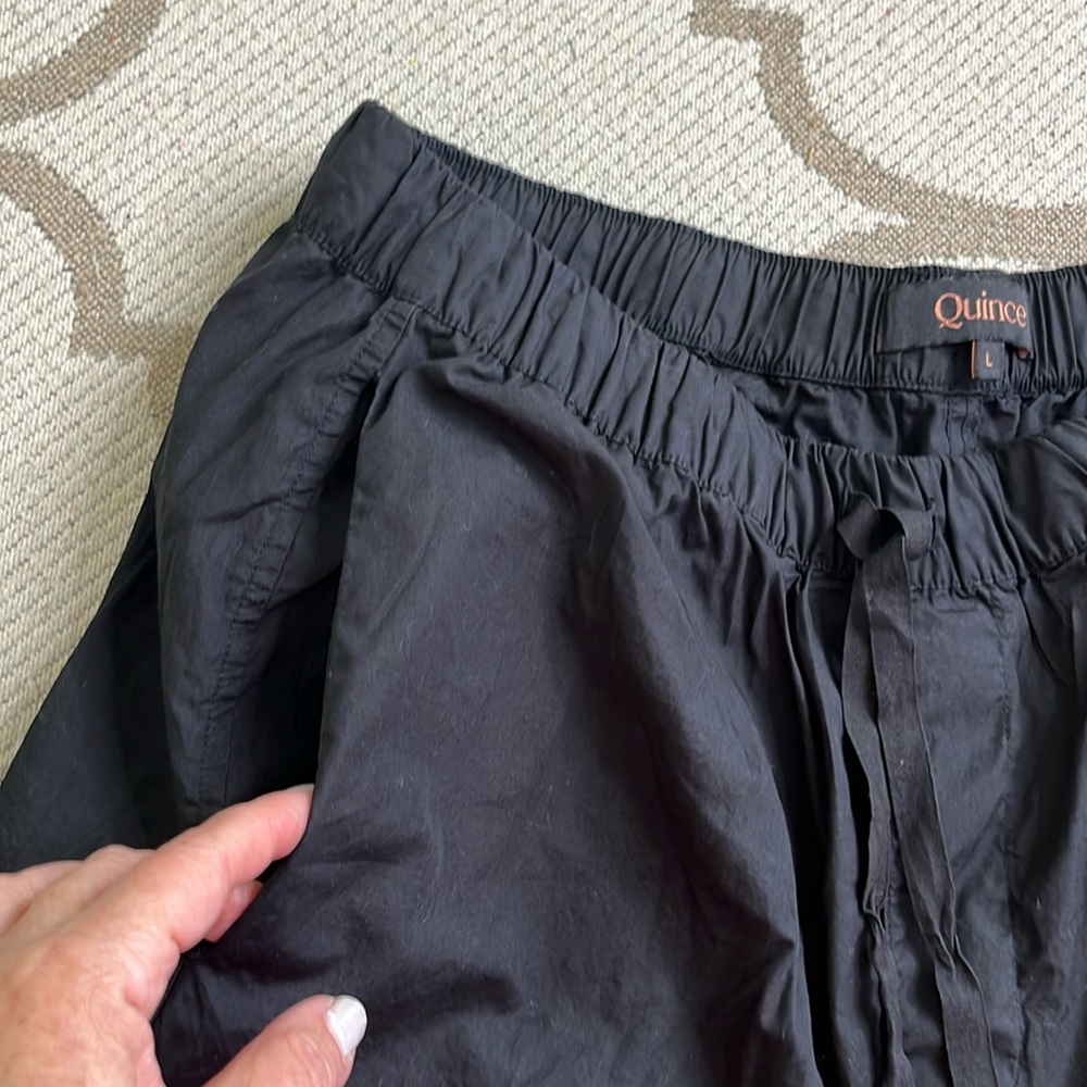 Quince Navy 100% organic cotton poplin pull on Relaxed Fit pants size large - Picture 17 of 17